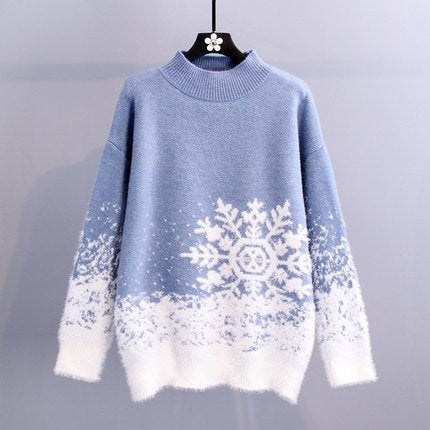 Lune London Women's Winter Sweater with Snowflake Patterns