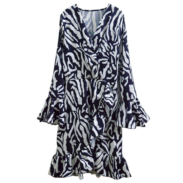 Ladies' mini dress with voluminous sleeves and playful ruffle trim Lune London