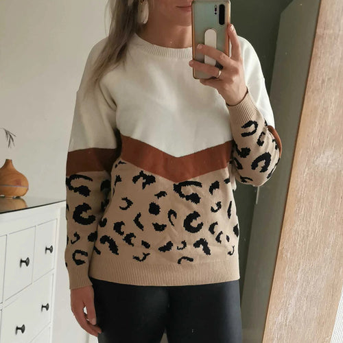 Elegant women's sweater with modern color block design Amarae