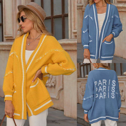 Ladies' knit cardigan with trendy fringes and practical pockets Amarae
