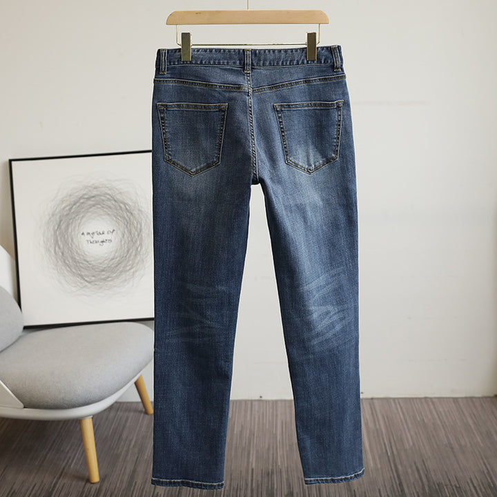 Men's slim fit stretch jeans with a used wash and five-pocket cut Amarae