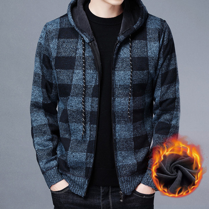 Insulated hooded jacket for men in a modern plaid design Lune London
