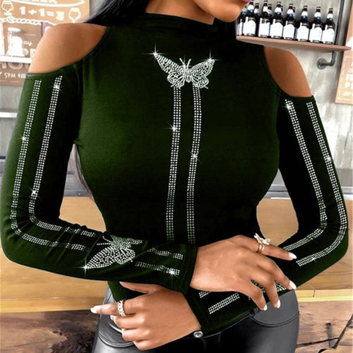Ladies Elegant Top with Extravagant Armholes and Sparkling Appliqués Amarae