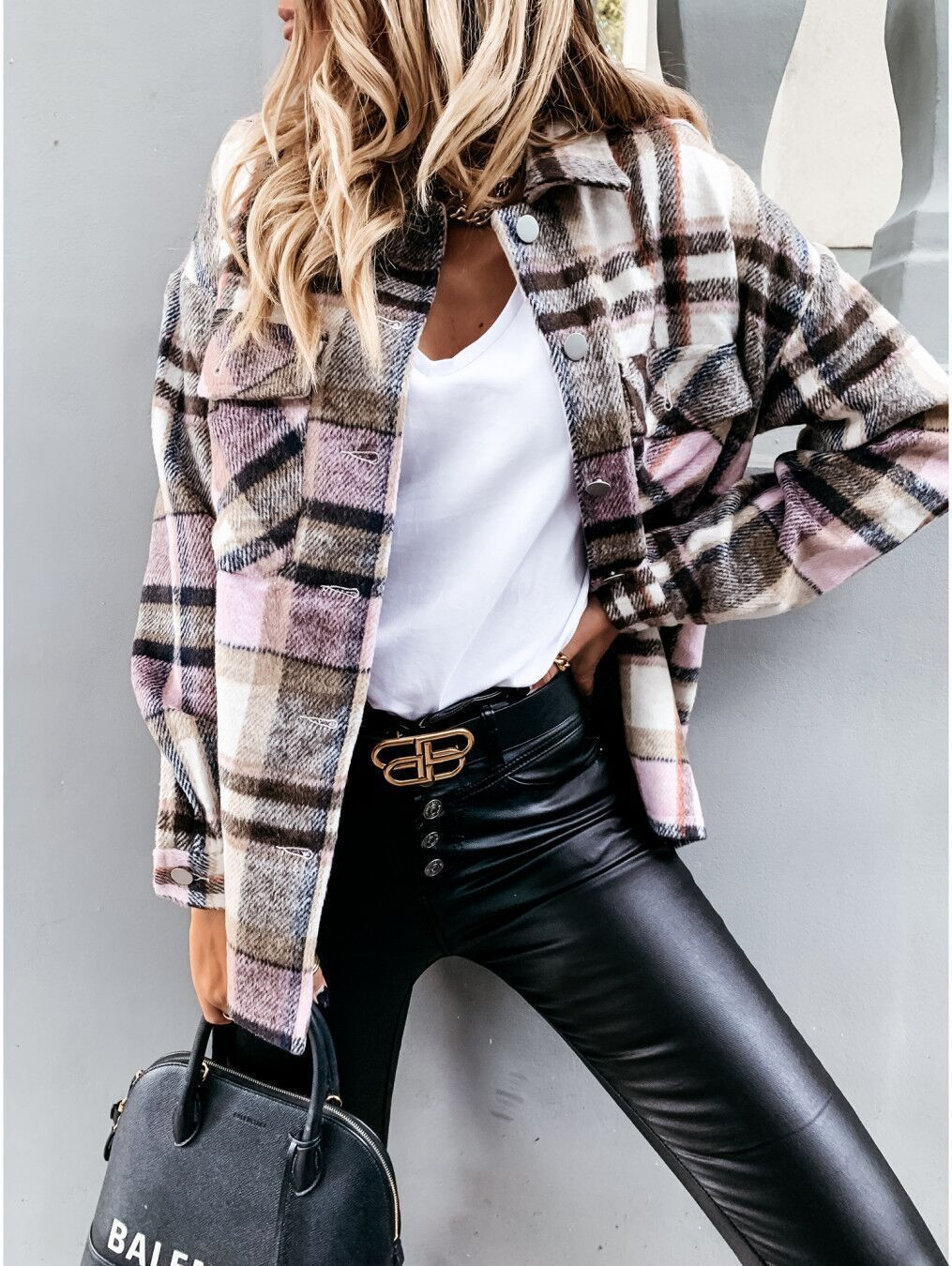 Veste à carreaux décontractée pour femmes Chic & Stil