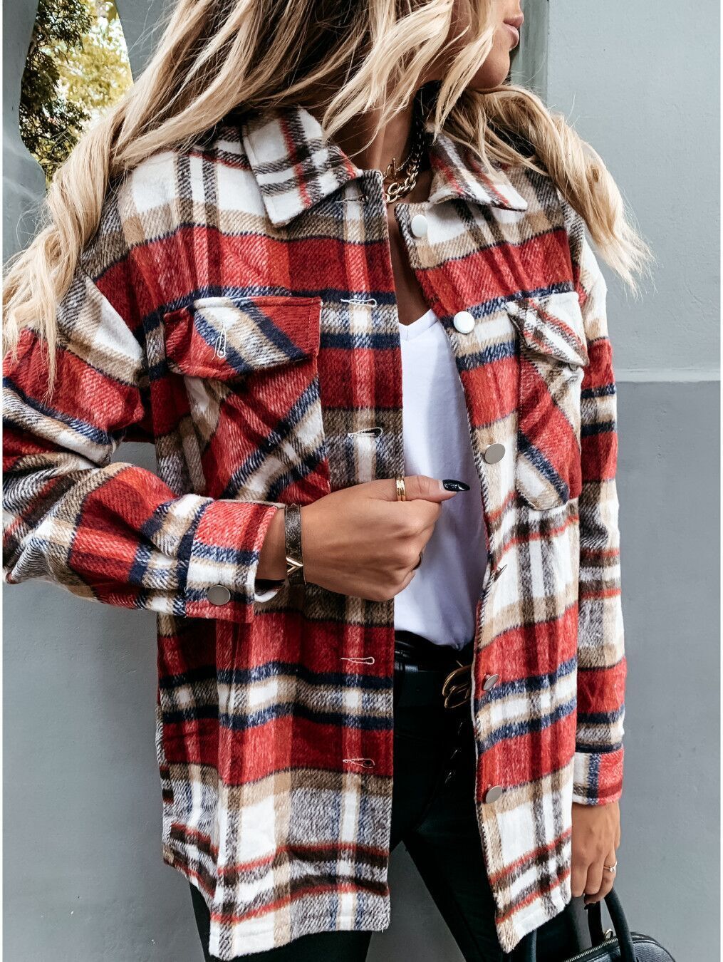 Veste à carreaux décontractée pour femmes Chic & Stil