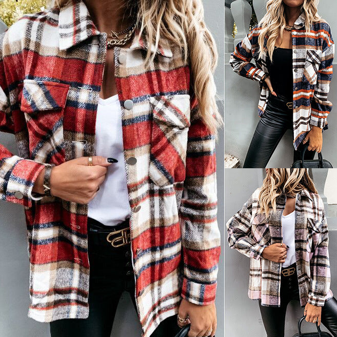 Veste à carreaux décontractée pour femmes Chic & Stil
