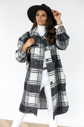 Amarae women's double-breasted plaid wool coat