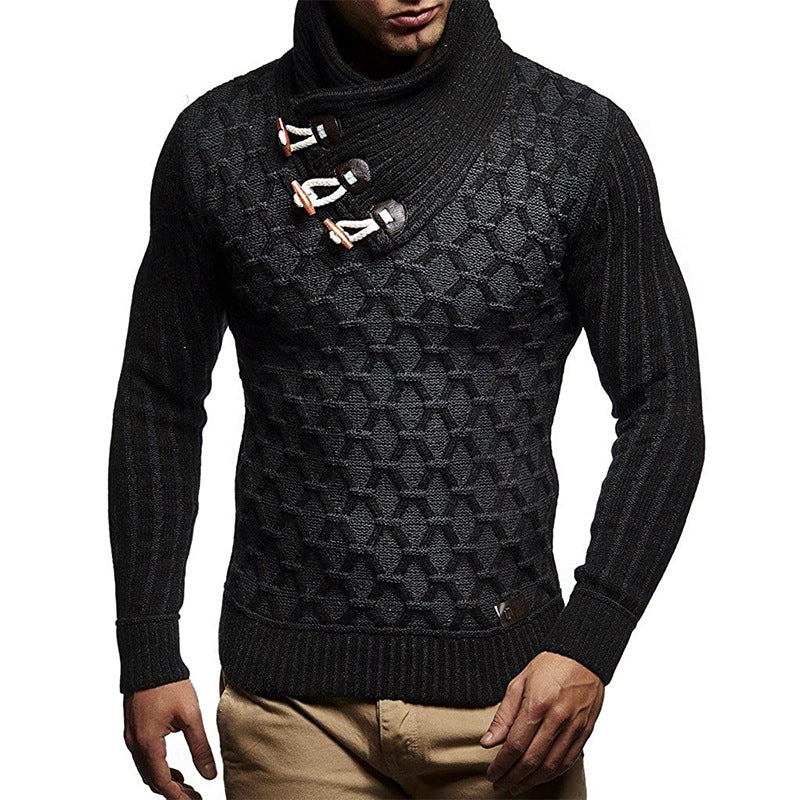 Men's knitted sweater with high collar and innovative structure design Lune London