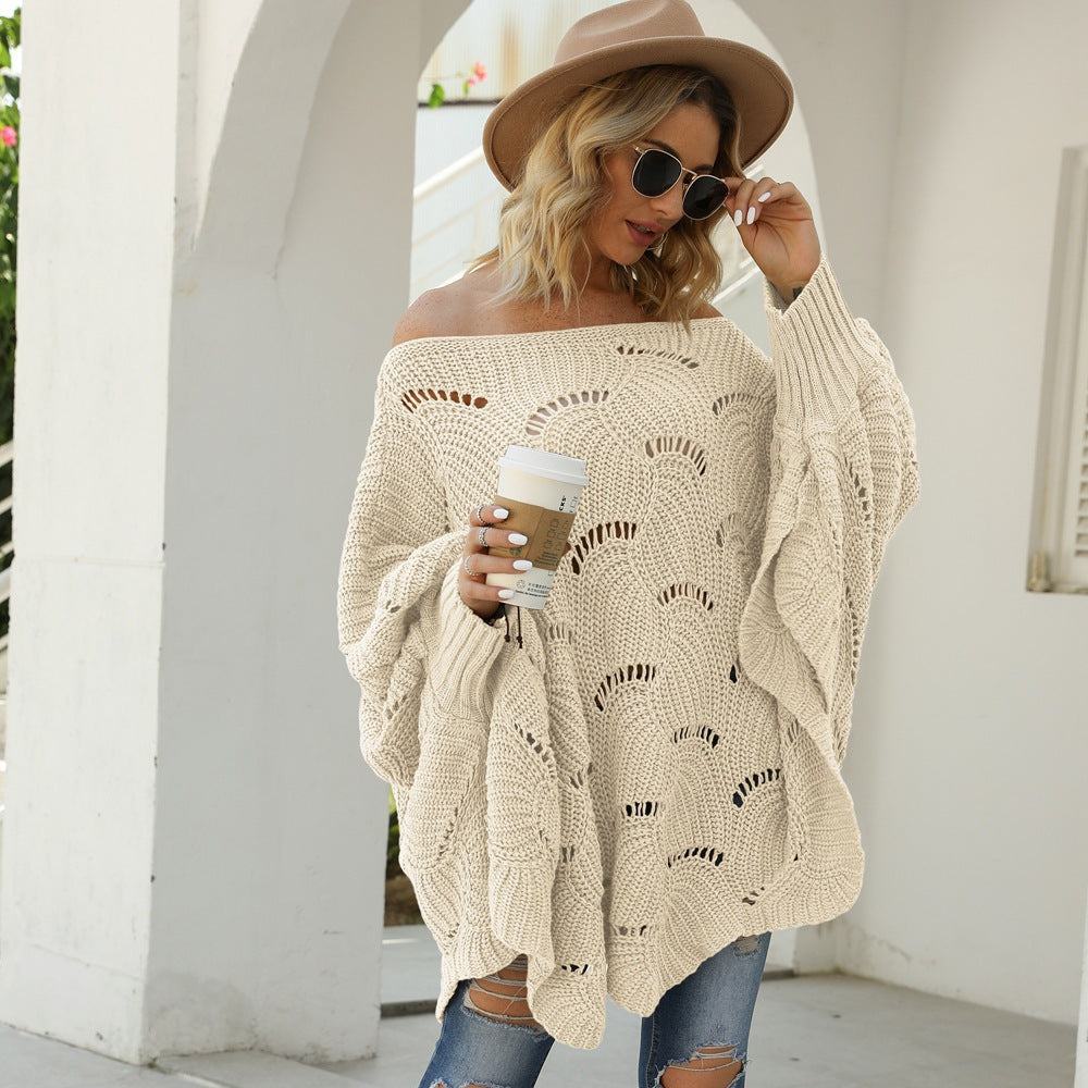Women Oversized Knit Sweater with a Unique Hole Pattern Lune London
