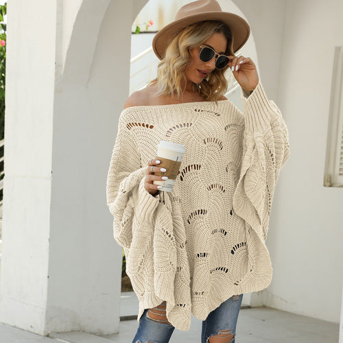 Women Oversized Knit Sweater with a Unique Hole Pattern Amarae
