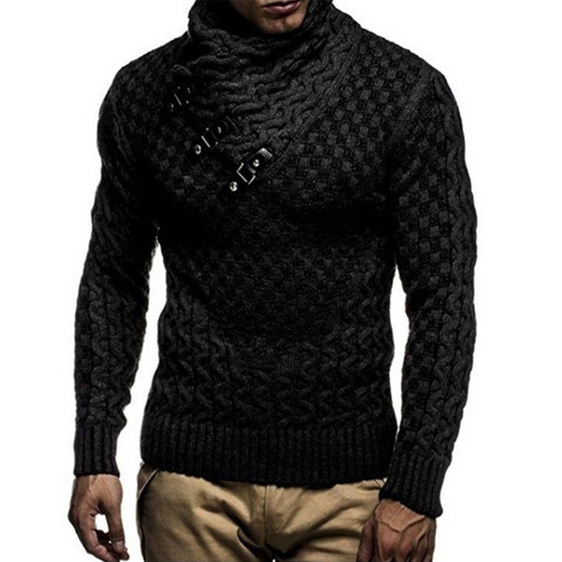 Men's knitted sweater with high collar and cable knit design Lune London