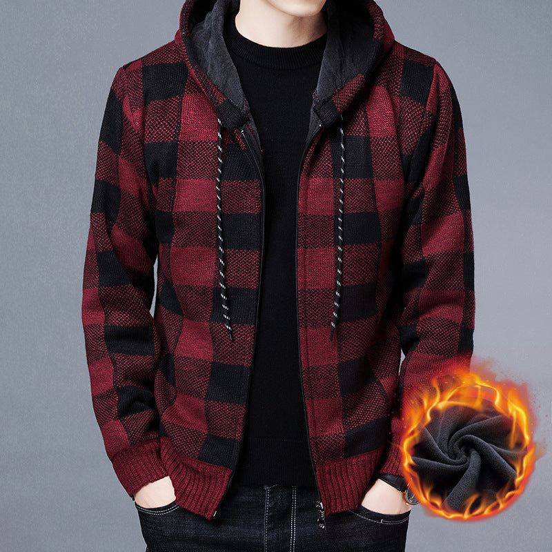Insulated hooded jacket for men in a modern plaid design Lune London