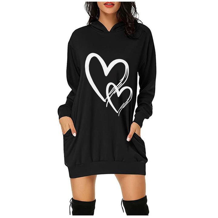 Hooded dress for women with practical pockets and trendy inscription Lune London