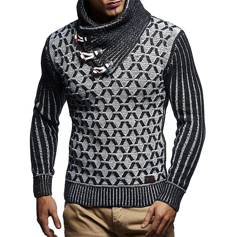Men's knitted sweater with high collar and innovative structure design Lune London