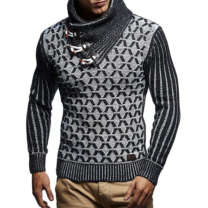 Men's knitted sweater with high collar and innovative structure design Lune London