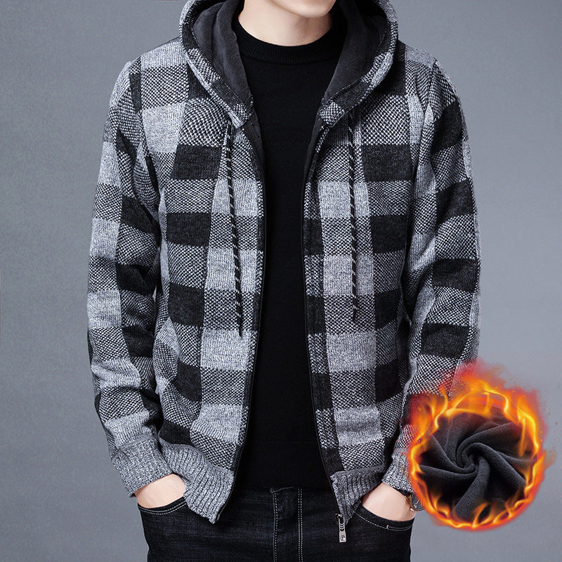 Striped fleece jacket for men with hood and innovative thermal technology Lune London