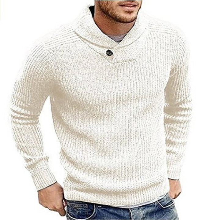 Men's knitted sweater with shawl collar and button detail Lune London