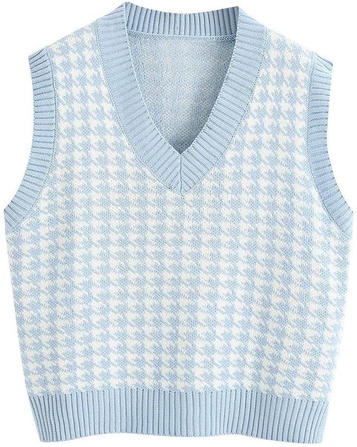 Knit vest for women with a modern checked pattern Lune London