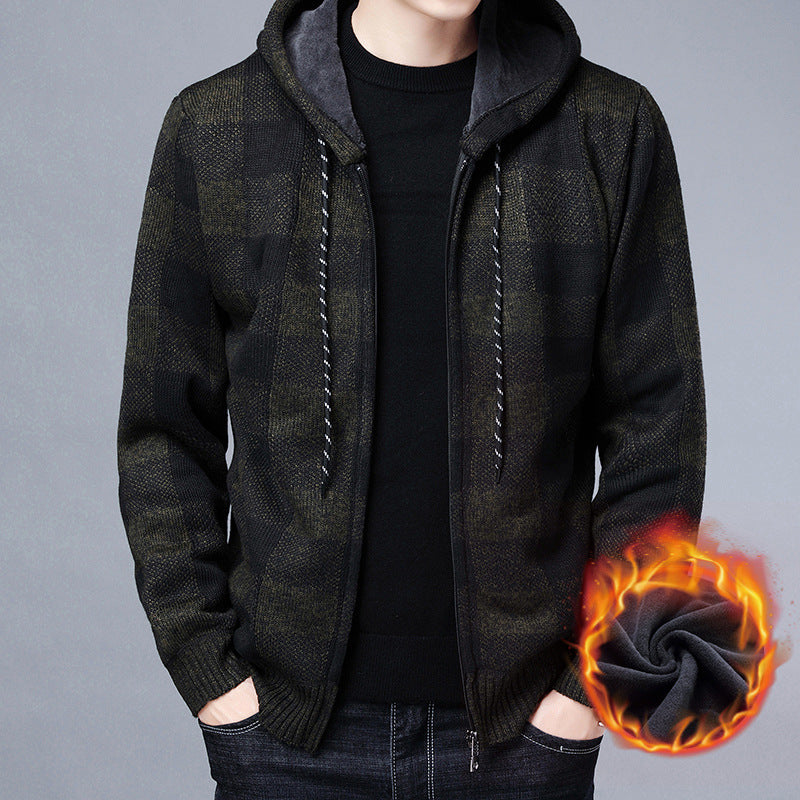 Insulated hooded jacket for men in a modern plaid design Lune London