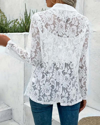 Amarae | Elegant, Solid Color Coat with Floral Lace Collar