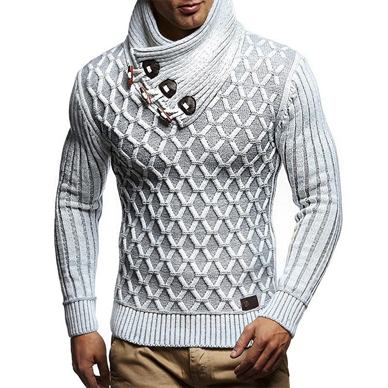 Men's knitted sweater with high collar and innovative structure design Lune London