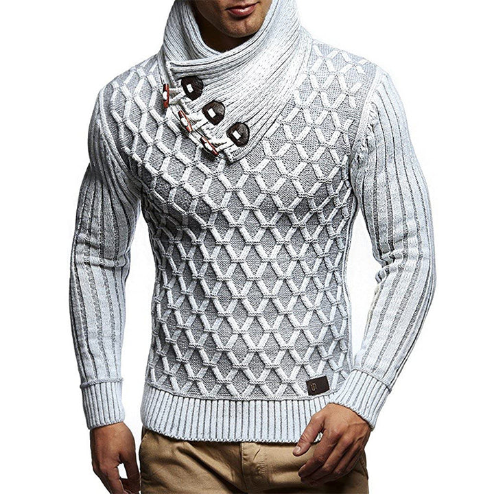 Men's knitted sweater with high collar and innovative structure design Lune London