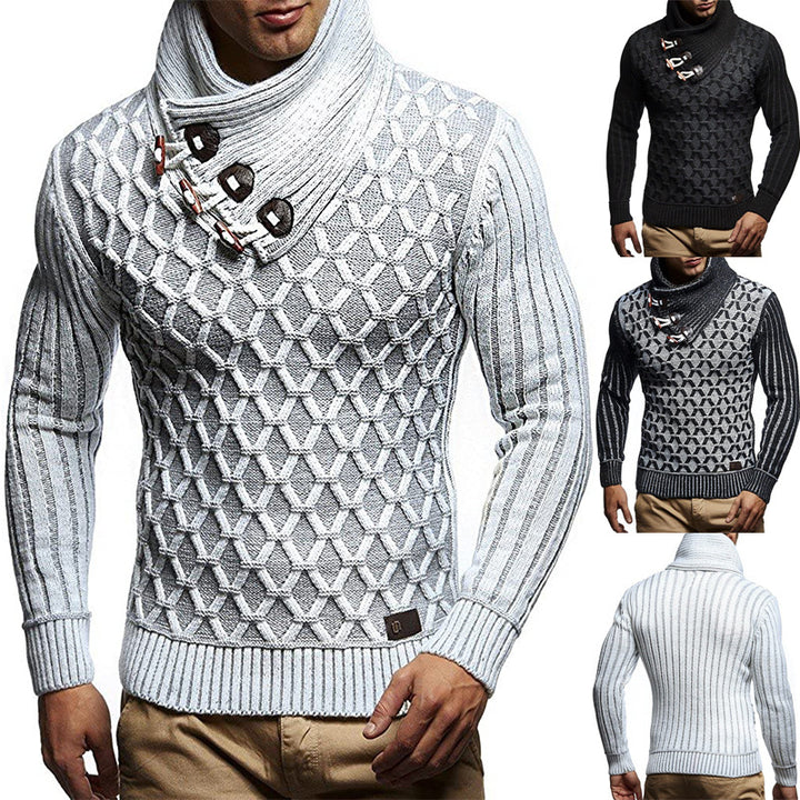 Men's knitted sweater with high collar and innovative structure design Lune London