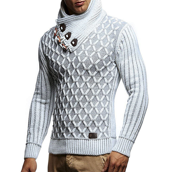 Men's knitted sweater with high collar and innovative structure design Lune London