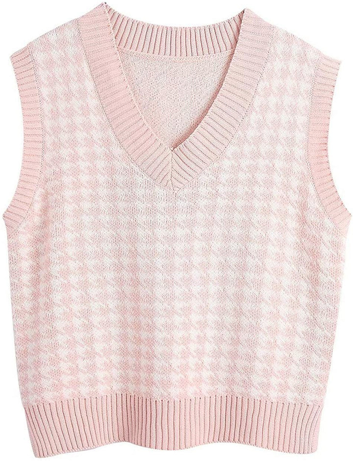 Knit vest for women with a modern checked pattern Lune London