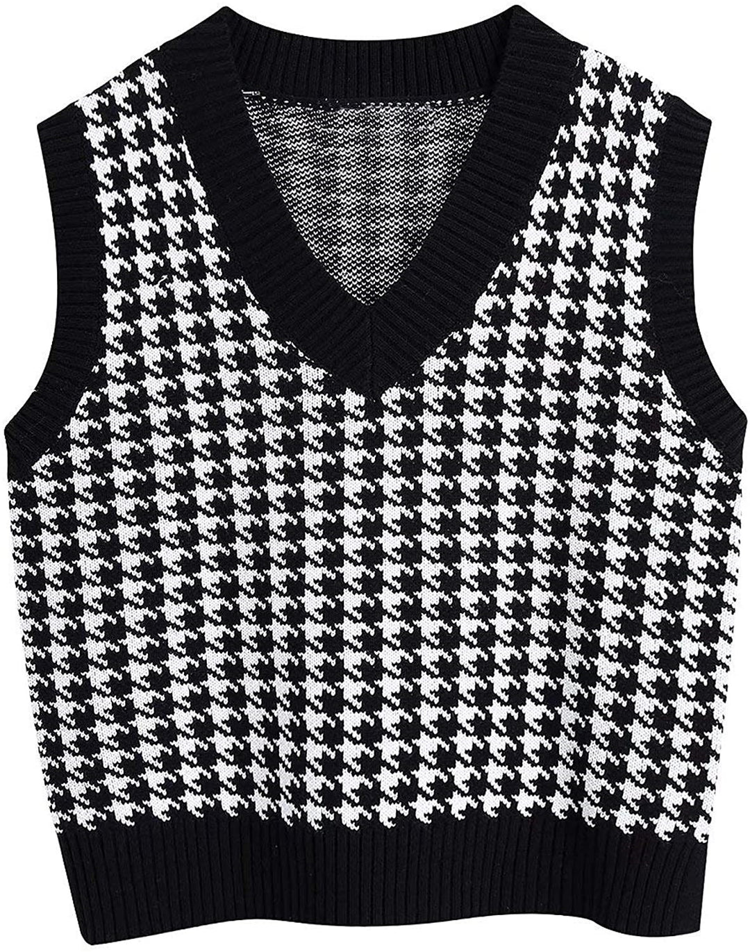 Knit vest for women with a modern checked pattern Lune London