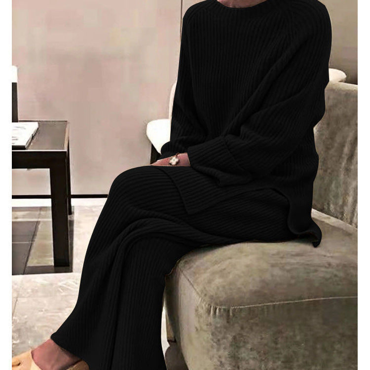 Ladies Comfortable Knit Suit In Modern Rib Design Lune London