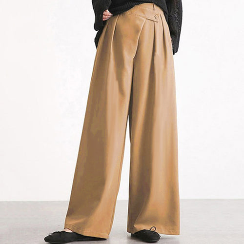 Ladies Elegant Wide Leg Trousers with High Waist and Pleats Amarae