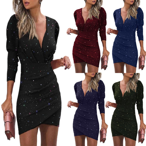 Short fitted dress for women with puff sleeves Amarae
