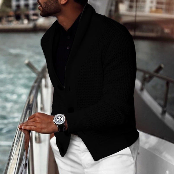 Lune London | Men's cardigan with textured design and elegant shawl collar