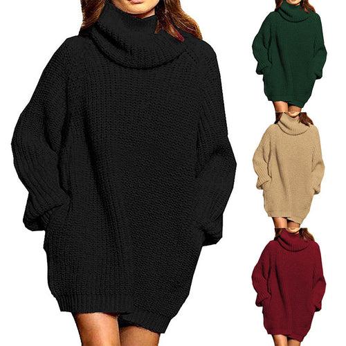 Oversized knitted sweater for women with high collar and relaxed sleeves Amarae