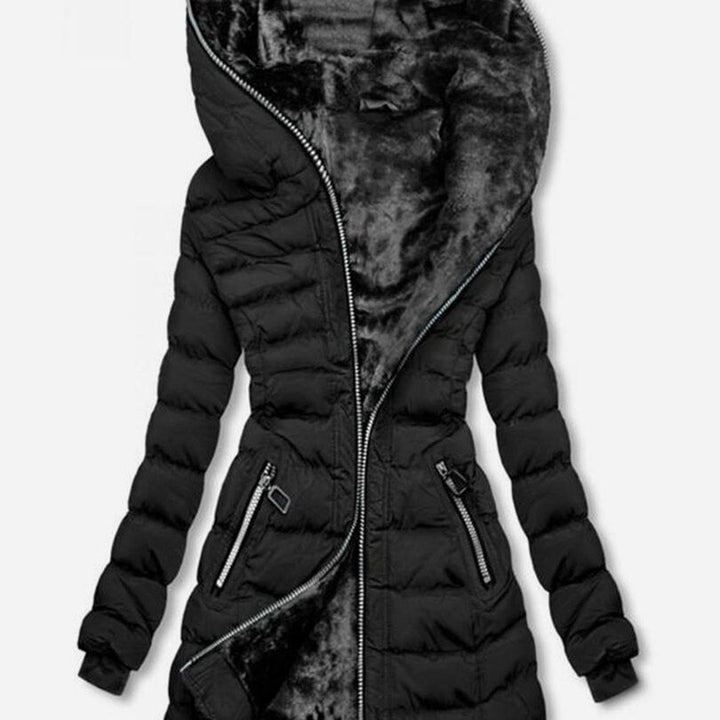 Ladies long jacket with plush lining and high collar Lune London