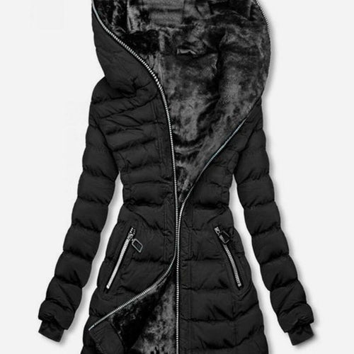 Ladies long jacket with plush lining and high collar Amarae