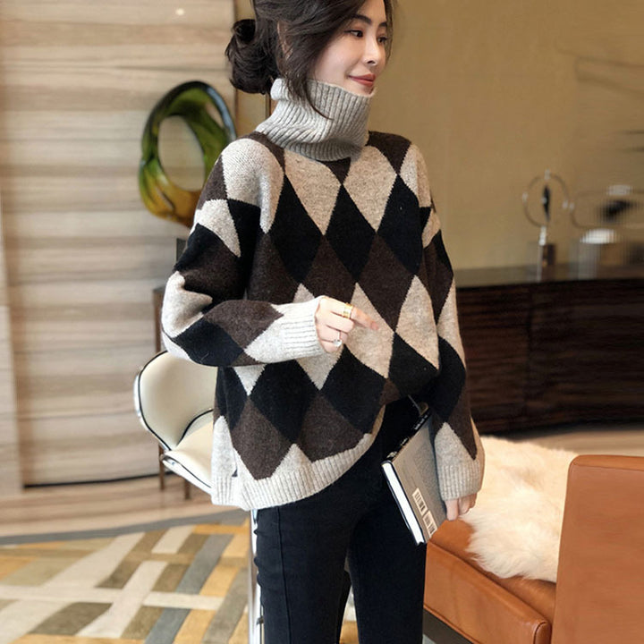 Pull femme à motifs avec col montant Chic & Stil
