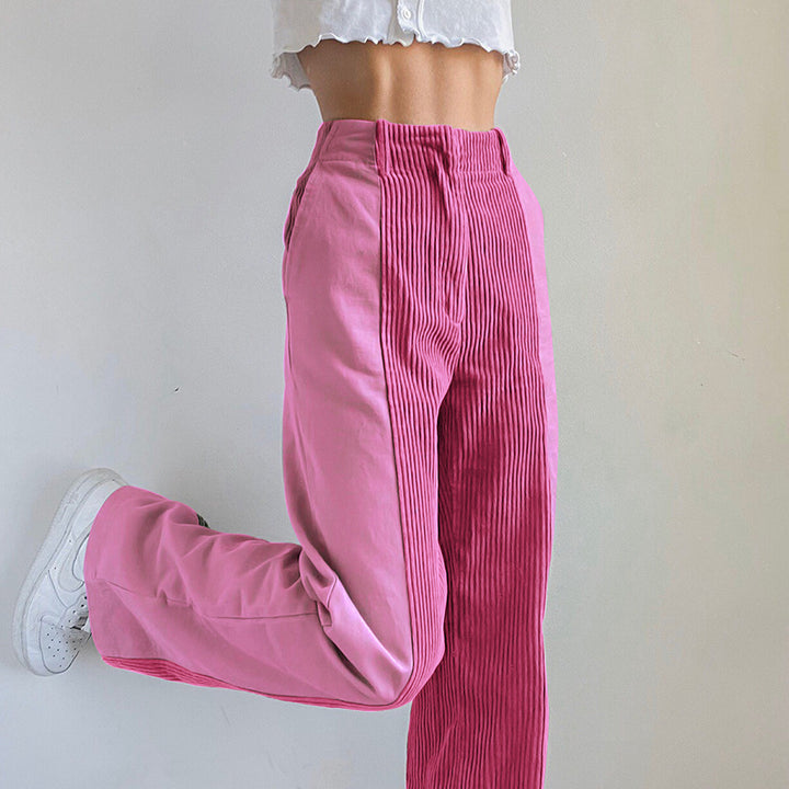 Elegant women's high-waisted corduroy pants with wide leg Lune London