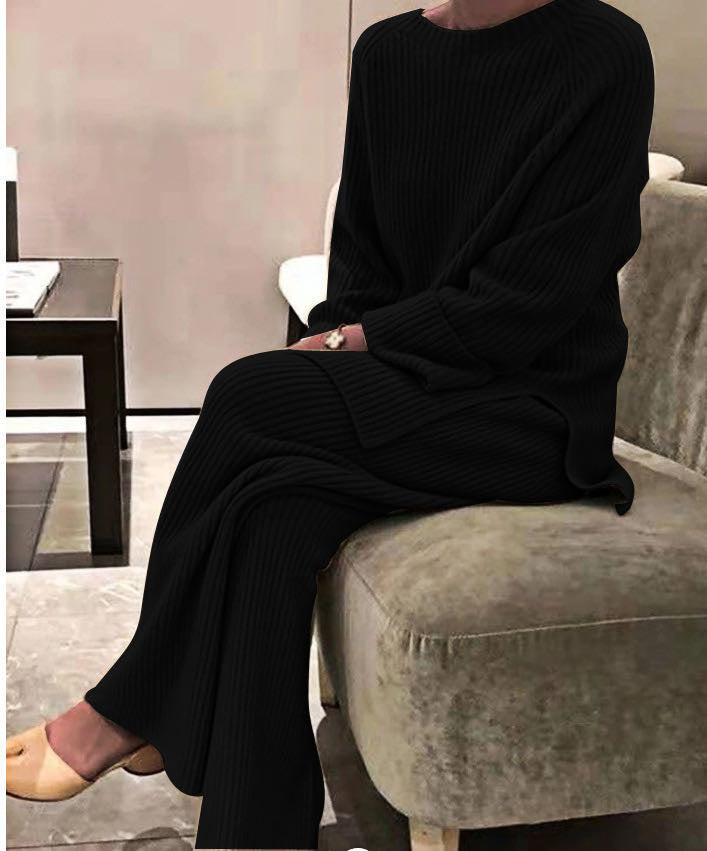 Ladies Comfortable Knit Suit In Modern Rib Design Lune London