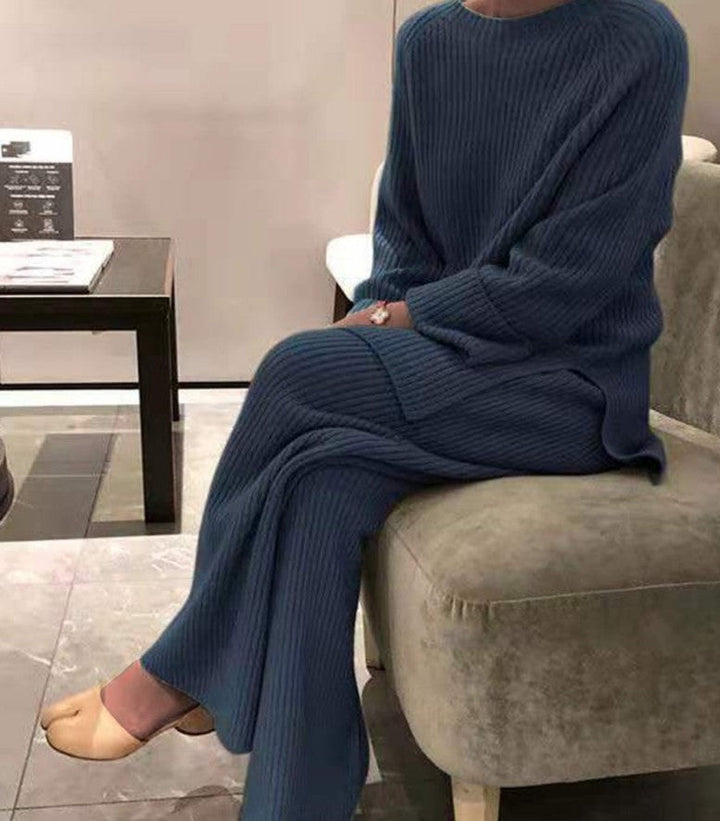 Ladies Comfortable Knit Suit In Modern Rib Design Lune London