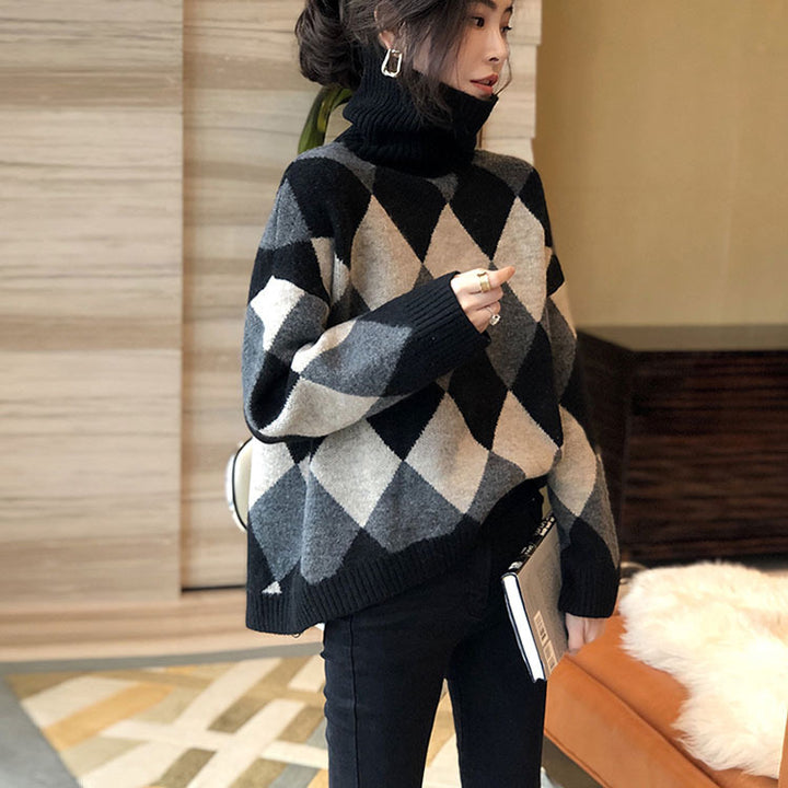 Pull femme à motifs avec col montant Chic & Stil