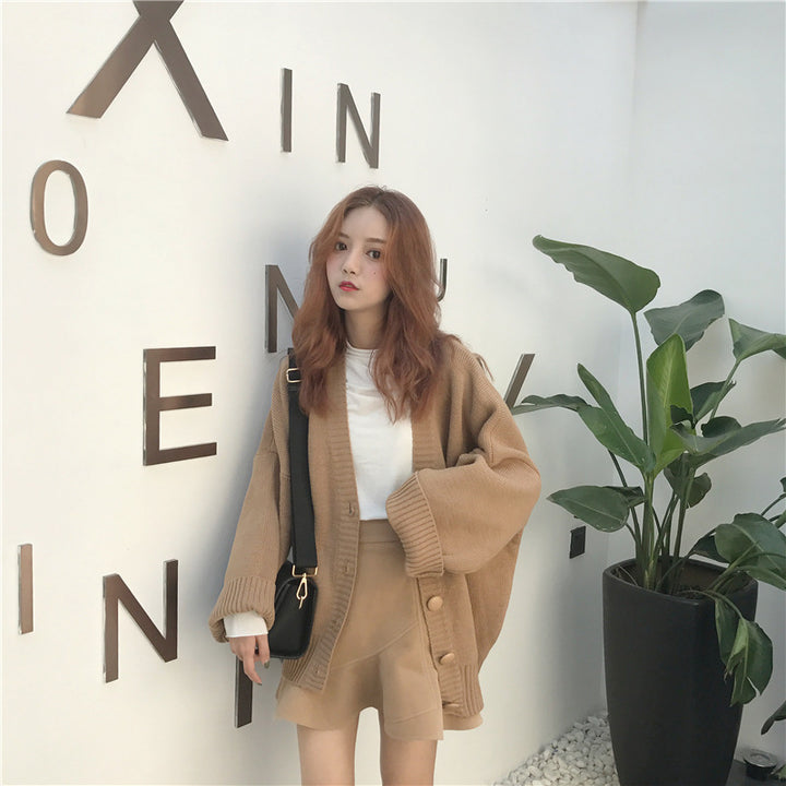 Cardigan tricoté pour femme large avec design décontracté et fermeture à boutons Chic & Stil