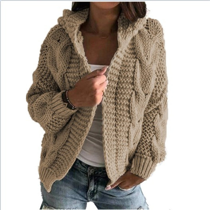 Manteau en tricot épais pour femme avec capuche et design texturé Chic & Stil