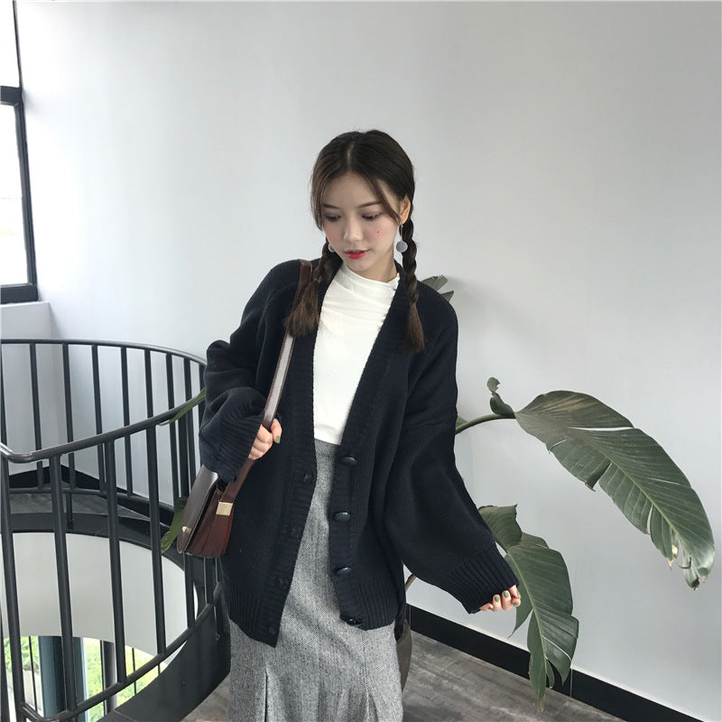 Cardigan tricoté pour femme large avec design décontracté et fermeture à boutons Chic & Stil