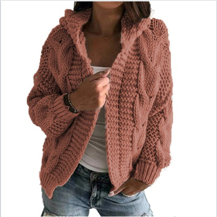 Manteau en tricot épais pour femme avec capuche et design texturé Chic & Stil