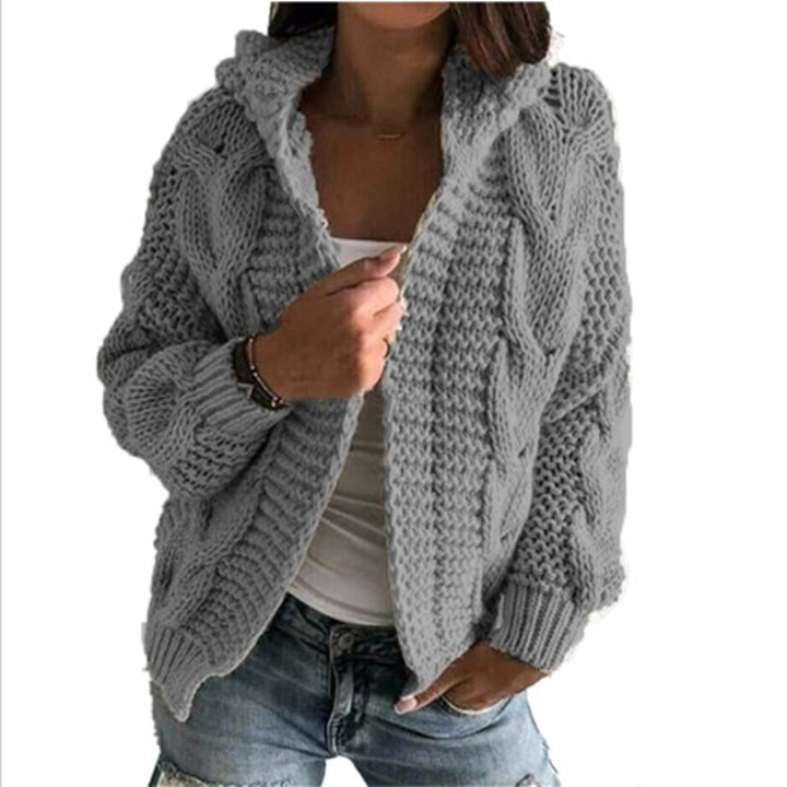 Manteau en tricot épais pour femme avec capuche et design texturé Chic & Stil