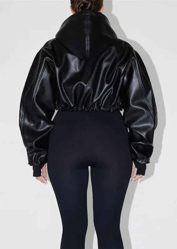 Amarae | Leather Hooded Jacket – Slim Fit Design