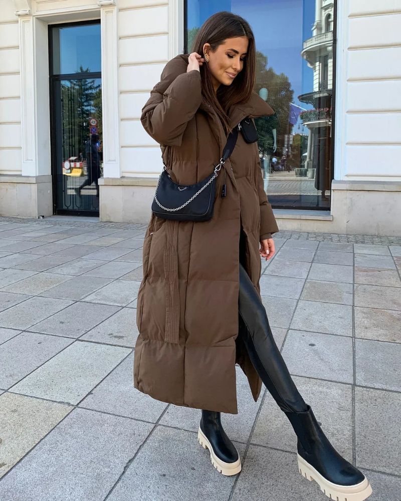 Amarae | Long Puffer Jacket with Belt
