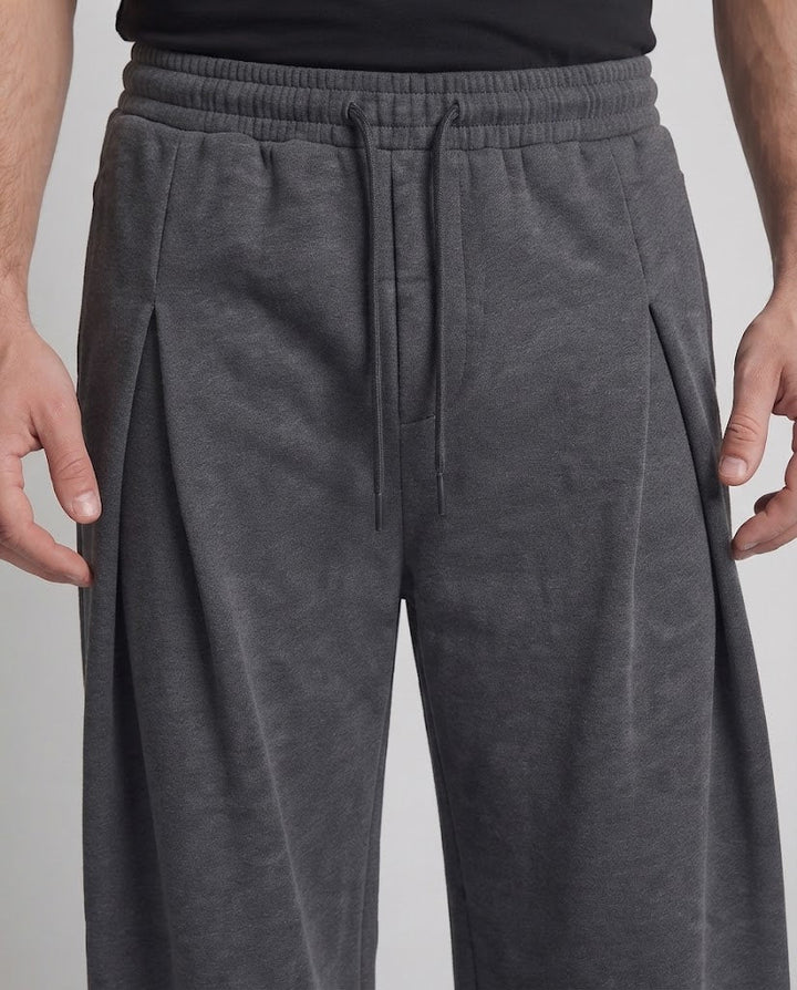 Men's High-Waisted Pleated Trousers with Double Pleats and Wide Palazzo Leg Amarae